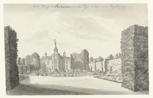 Het Huis te Ankeveen, gezien vanuit de tuin by Jan de Beijer, drawing, 1749