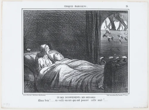 Un des inconvénients des sous-sols, from Croqius Parisiens, published in Le Charivari, November 26, 1856 by Honoré Daumier, print, 1856