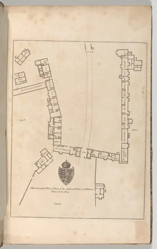 Ground plan of Ancient Palace at Eltham, from Edward Hasted's, The History and Topographical Survey of the County of Kent, vols. 1-3 by John Bayly, book, 1777