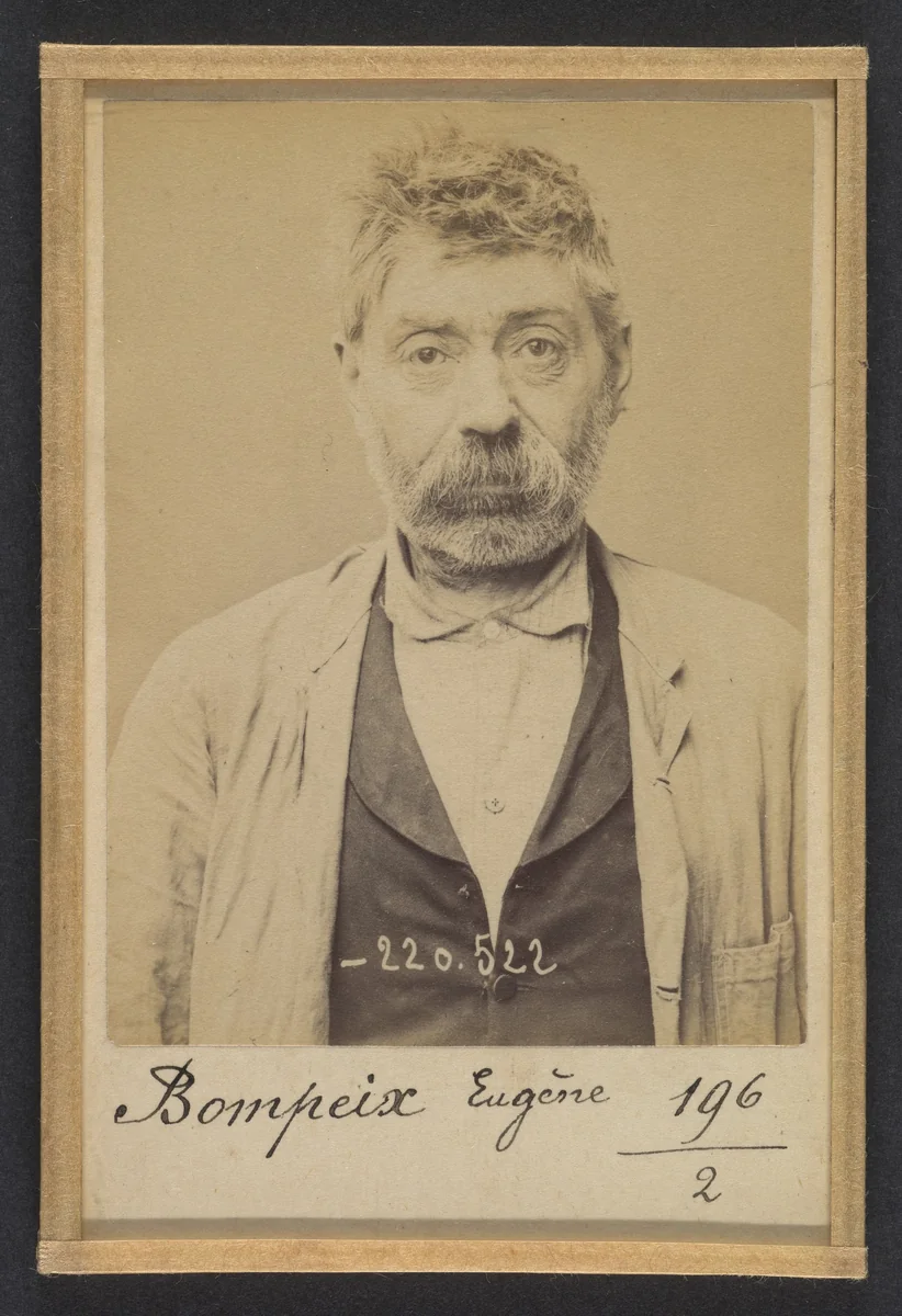 Bompeix. Eugène. 53 ans, né à St Martin d'Herbus (Haute-Vienne). Conducteur de machines. Anar. 3/7/94. by Alphonse Bertillon, photograph, 1894