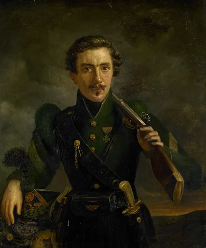 Self Portrait in the Uniform of the Rifles by Willem Jodocus Mattheus Engelberts, painting, 1831