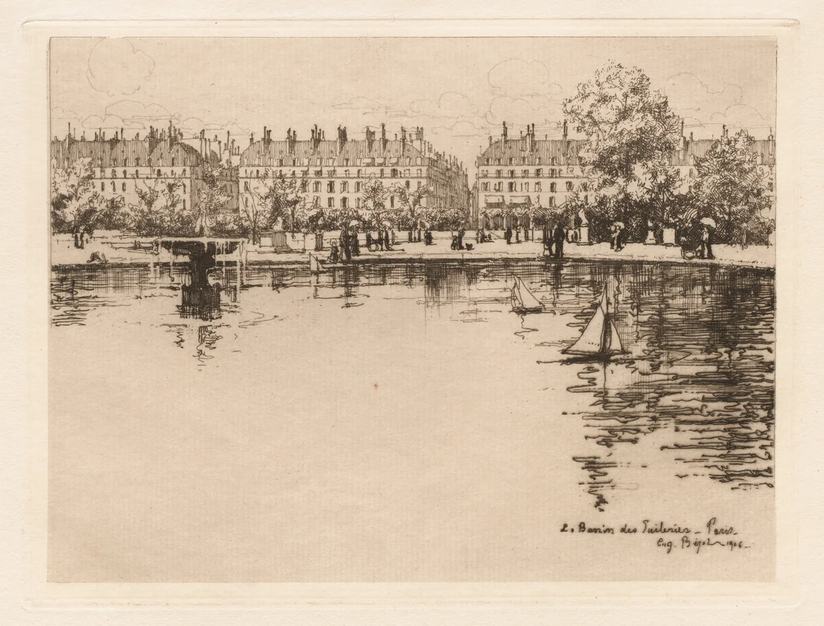 The Basin of the Tuileries by Eugène Bejot, print, 1906