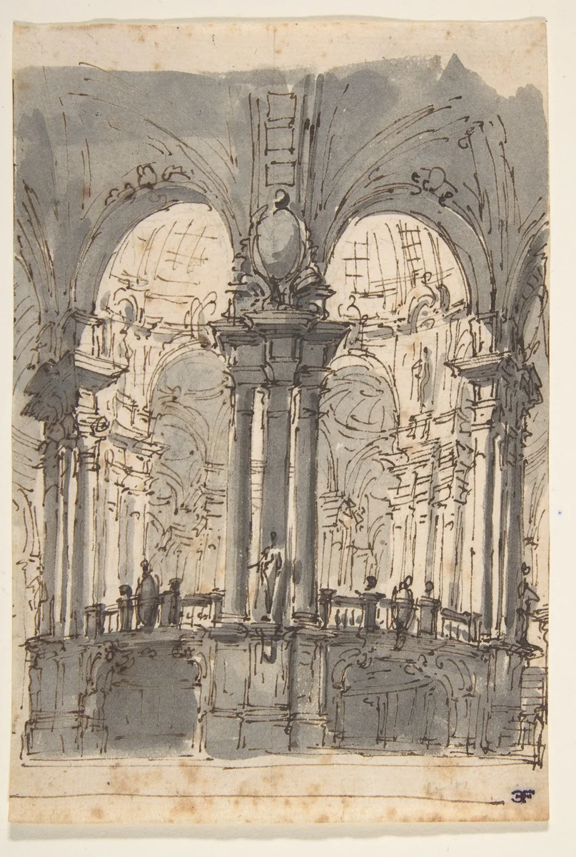 Design for Stage Set by Giovanni Battista Natali, drawing, 1698-1765