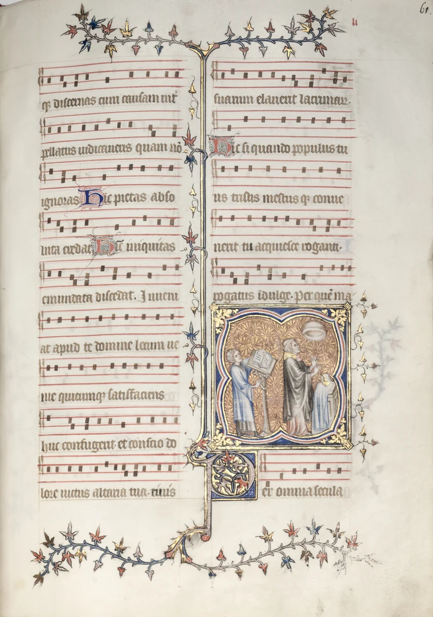 The Gotha Missal: Fol. 61r, A Priest Singing the Office by Master of the Boqueteaux, book, 1370-1380