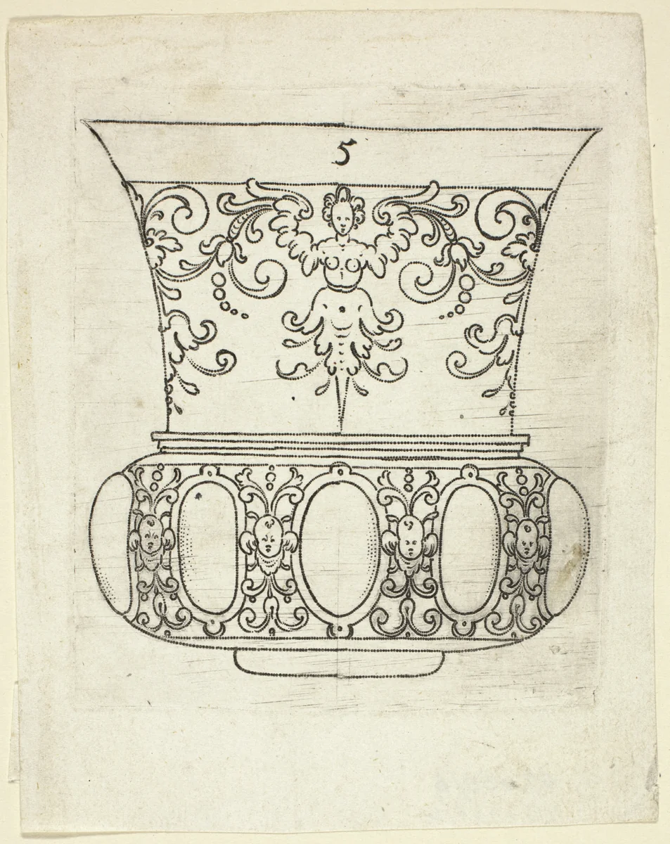 Plate 5, from XX Stuck zum (ornamental designs for goblets and beakers) by Master A.P. German, print, 1601