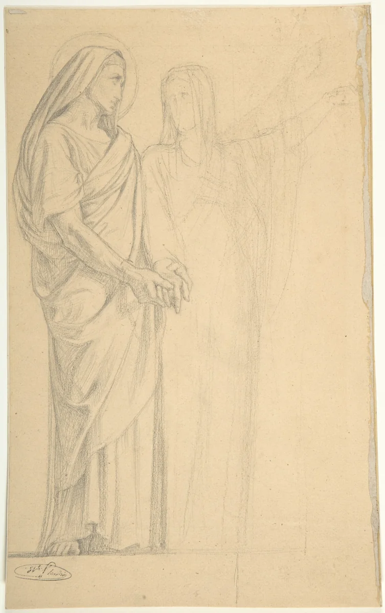 Saints Adrian and Natalia by Hippolyte Flandrin, drawing, 1820-1864