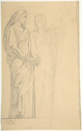 Saints Adrian and Natalia by Hippolyte Flandrin, drawing, 1820-1864