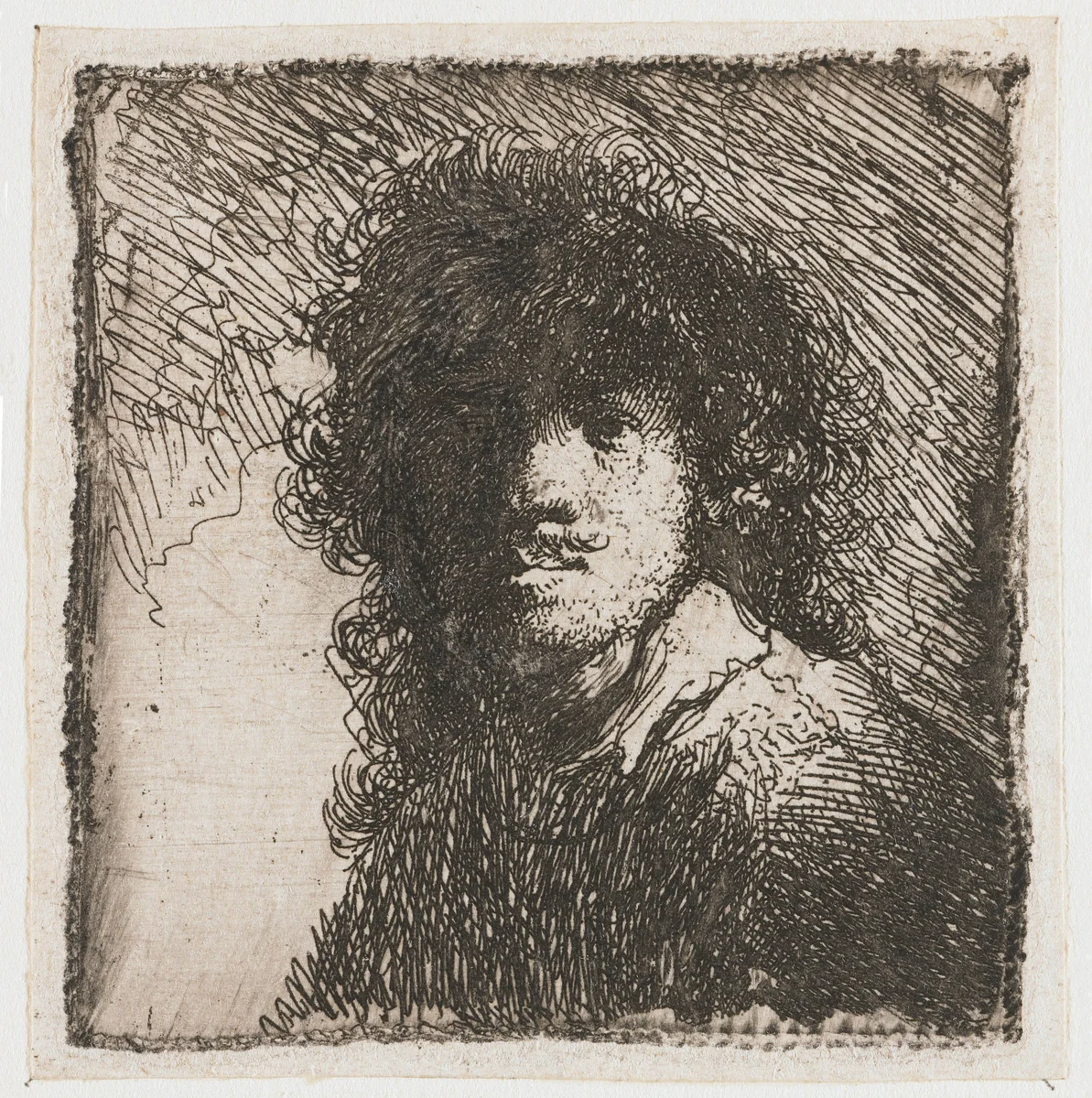 Self-portrait Bare-headed by Rembrandt van Rijn, print, 1629