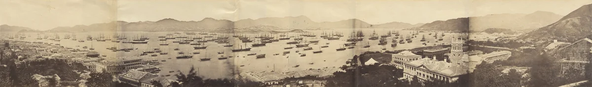 Panorama of Hong Kong Showing the Fleet for North China Expedition by Felice Beato, photograph, 1860