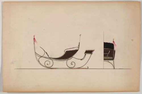 Sleigh with rumble seat (unnumbered) by Brewster & Co., drawing, 1870-1880
