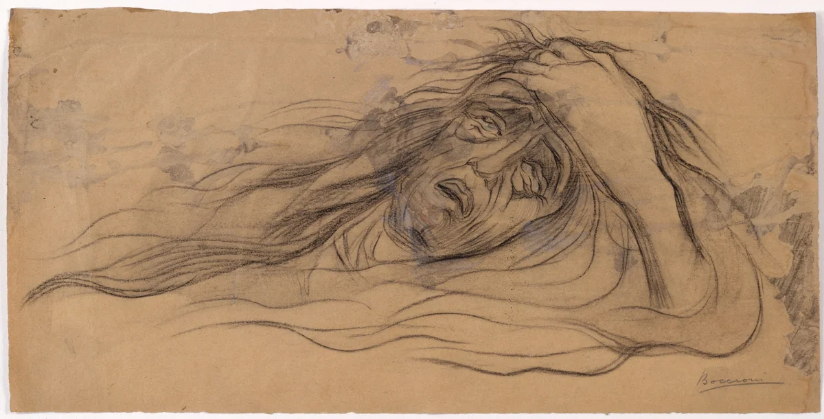 Study for "The Dream – Paolo and Francesca" by Umberto Boccioni, drawing, 1910