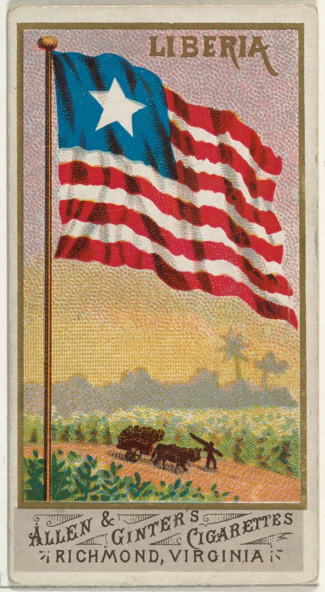 Liberia, from Flags of All Nations, Series 1 (N9) for Allen & Ginter Cigarettes Brands by Allen & Ginter, print, 1887