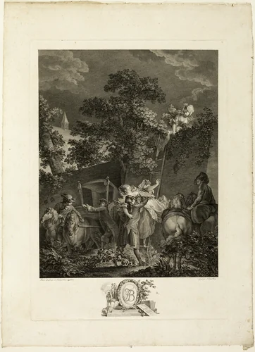 L'Enlevement Nocturne by Nicolas Ponce Pierre Antoine Baudouin, print, 1766-1831