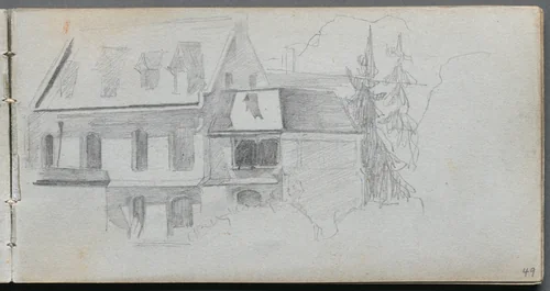 Sketchbook, page 49: Architechural Study by Ernest Meissonier, book, 1860-1869