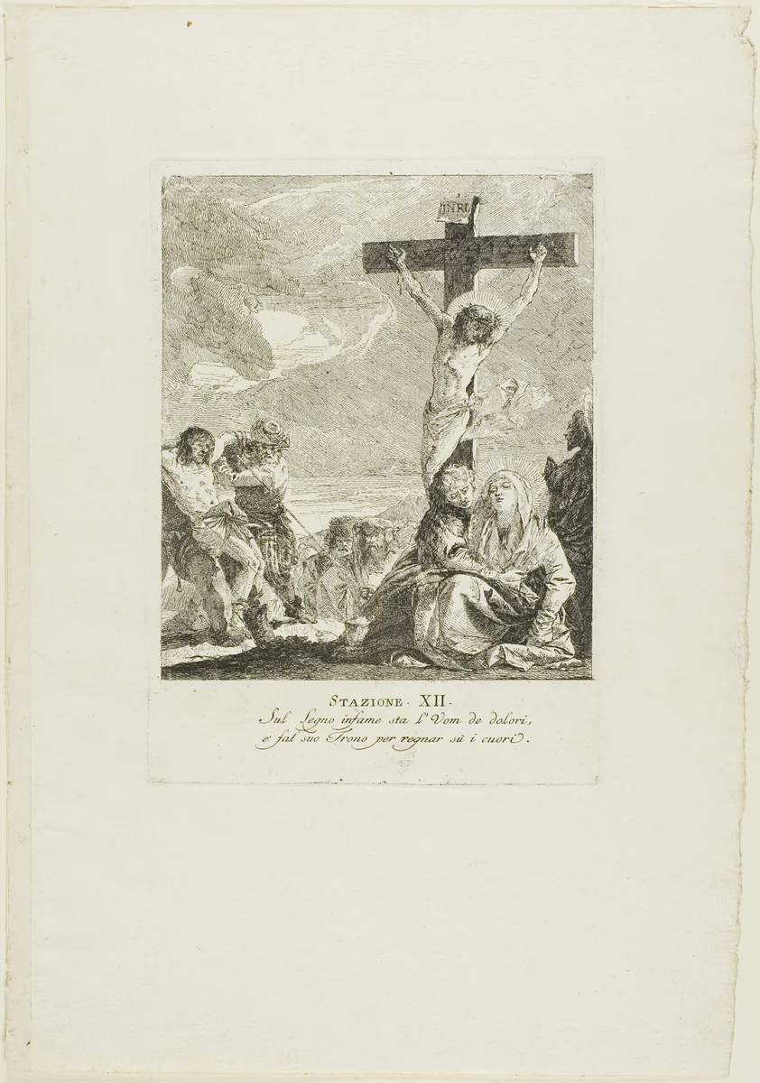 The Crucifixion, plate twelve from Stations of the Cross by Giovanni Domenico Tiepolo, print, 1748