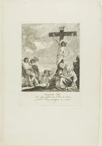 The Crucifixion, plate twelve from Stations of the Cross by Giovanni Domenico Tiepolo, print, 1748