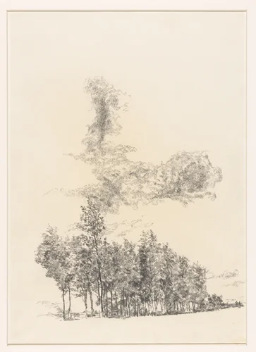 Bomen onder wolken by Françoise Henri Jacques Mijnssen, drawing, 1955