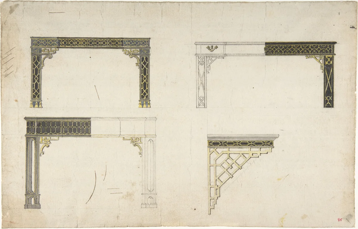 Designs for Tables by anonymous, drawing, 1765-1795