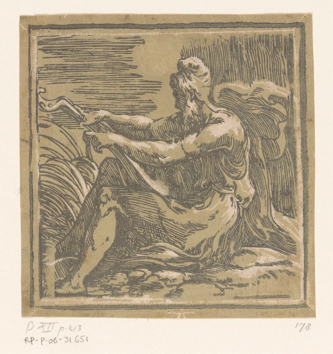 Man met luit by Unknown, print, 1520-1550