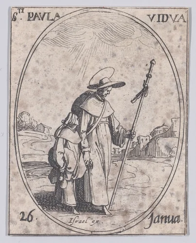 Ste. Paule, veuve (St. Paula, Widow), January 26th, from "Les Images De Tous Les Saincts et Saintes de L'Année" (Images of All of the Saints and Feast Days of the Year) by Jacques Callot, print, 1636