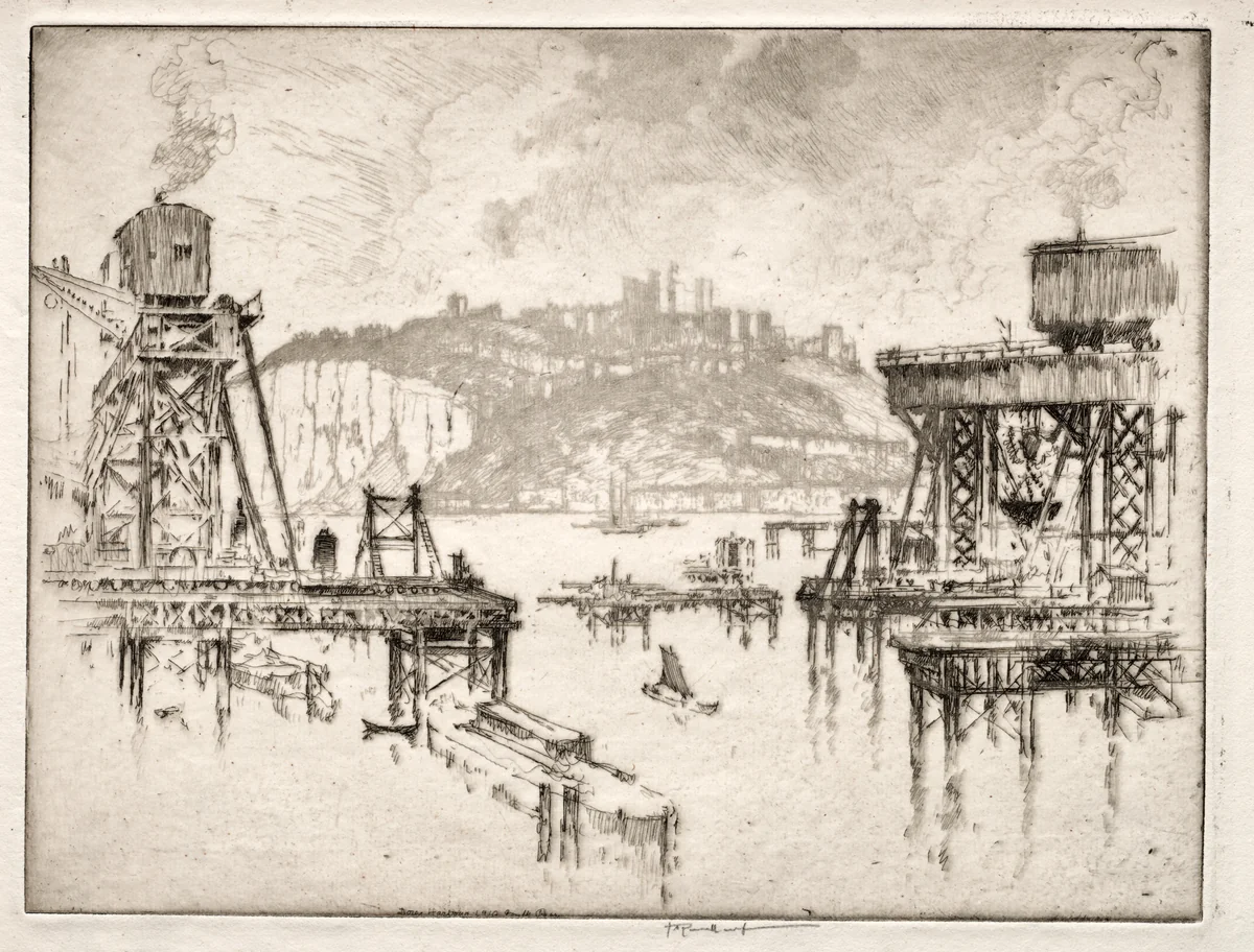 Building Dover Pier by Joseph Pennell, print, 1910