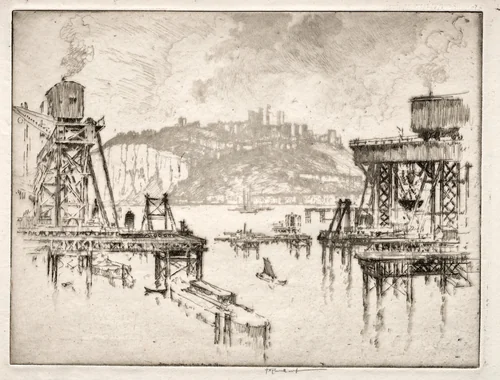 Building Dover Pier by Joseph Pennell, print, 1910