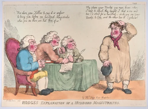 Hodge's Explanation of a Hundred Magistrates by Thomas Rowlandson, print, 1815