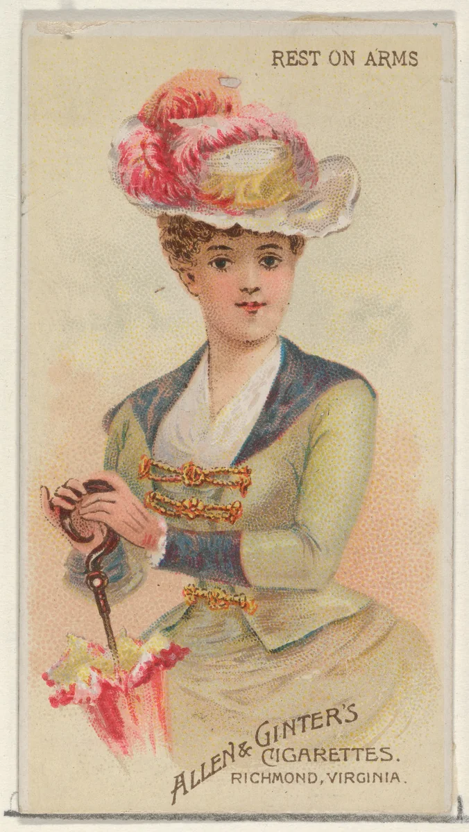 Rest on Arms, from the Parasol Drills series (N18) for Allen & Ginter Cigarettes Brands by Allen & Ginter, print, 1888
