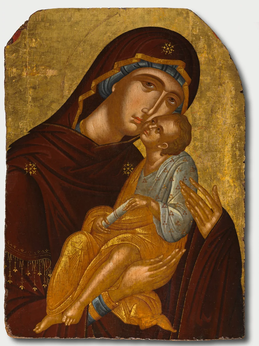 Icon of the Mother of God and Infant Christ (Virgin Eleousa) by Angelos Akotantos, painting, 1420-1455