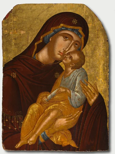 Icon of the Mother of God and Infant Christ (Virgin Eleousa) by Angelos Akotantos, painting, 1420-1455