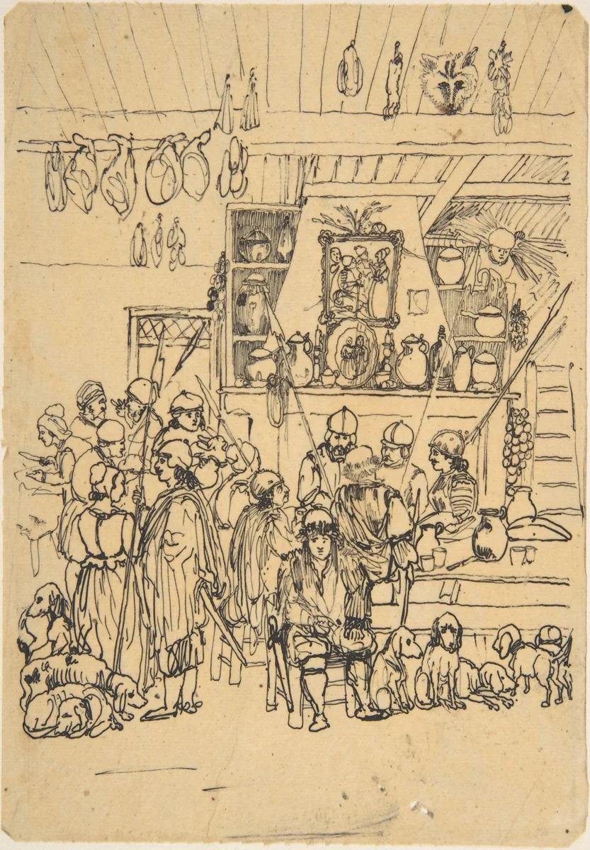 Departure for the Hunt by Rodolphe Bresdin, drawing, 1822-1885