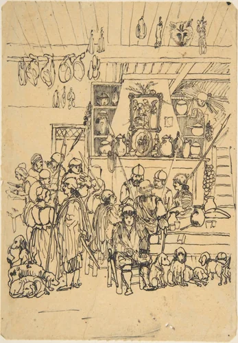 Departure for the Hunt by Rodolphe Bresdin, drawing, 1822-1885