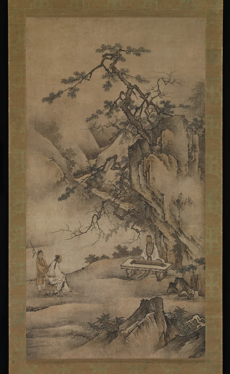 Bo Ya Plays the Qin as Zhong Ziqi Listens by Kano Motonobu (狩野元信), painting, 1530-1539