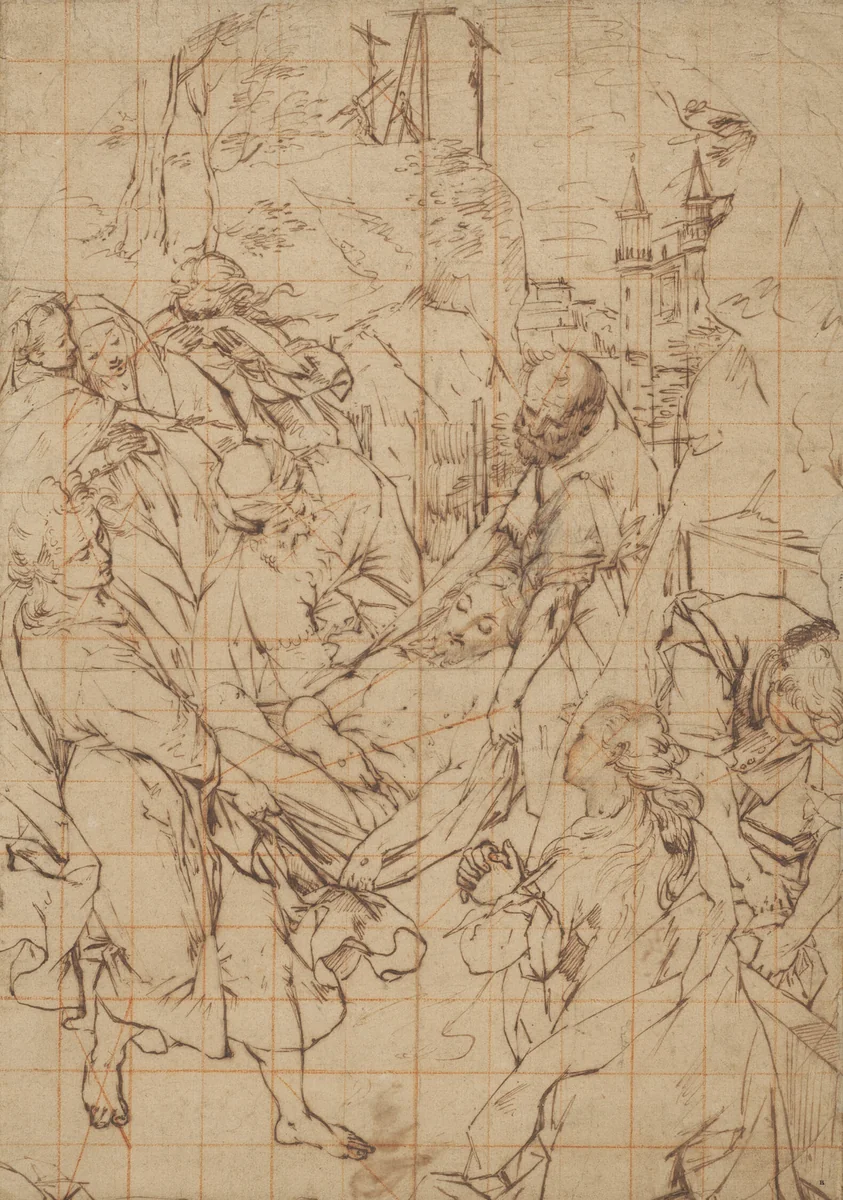 The Entombment of Christ by Federico Barocci, drawing, 1575-1585