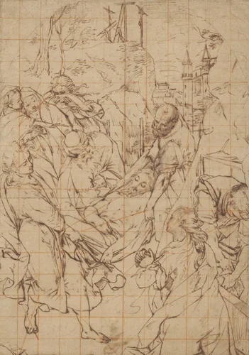 The Entombment of Christ by Federico Barocci, drawing, 1575-1585