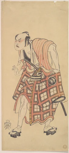 The Second Nakajima Mihoemon as a Man Standing with Head Bent Forward by Katsukawa Shunshô (勝川春章), print, 1768-1769