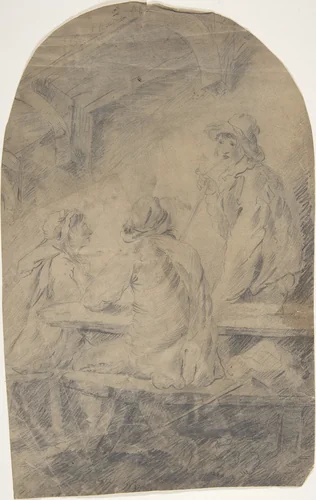 Three Peasants by anonymous, drawing, 1800-1900