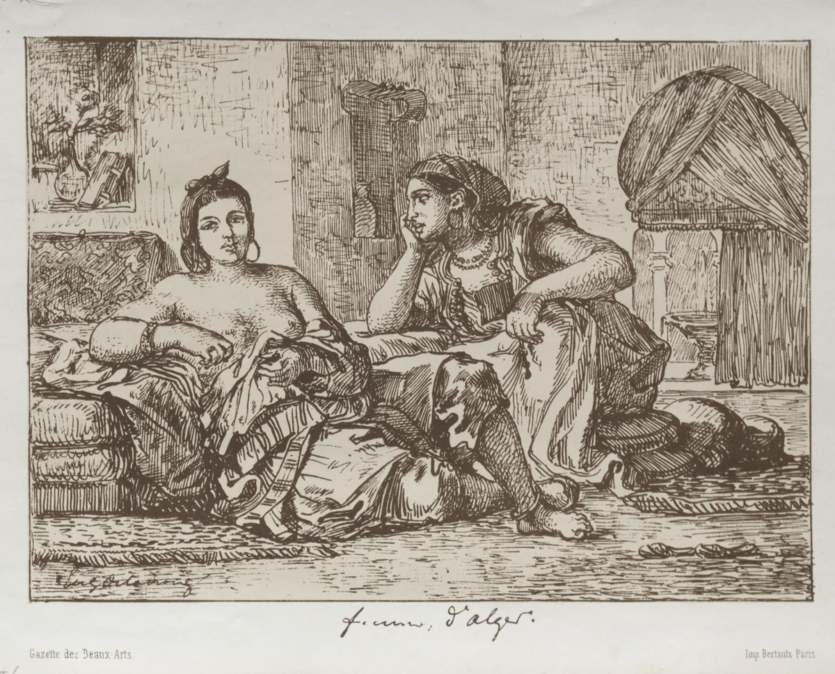 Women of Algiers by Eugène Delacroix, print, 1833