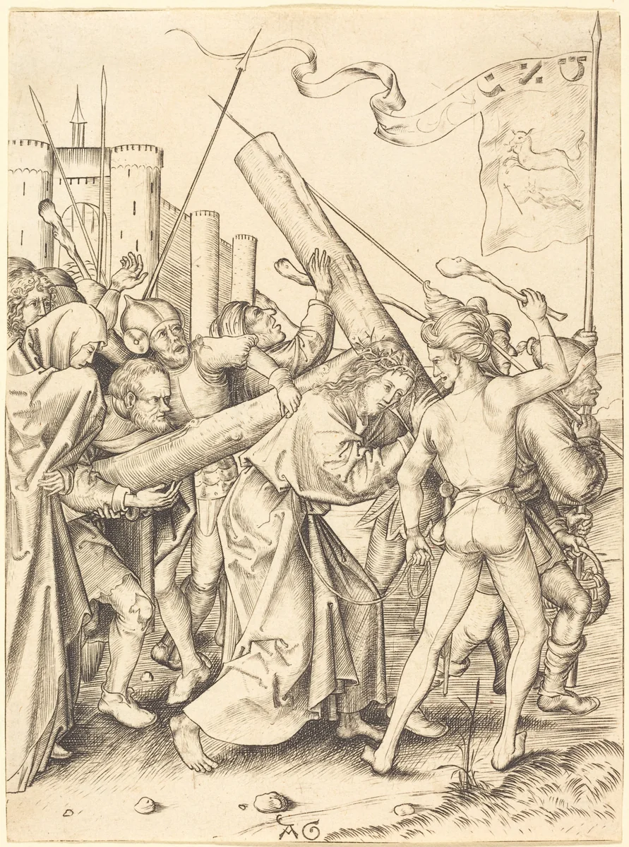Christ Carrying the Cross by Master AG, print, 1410-1535