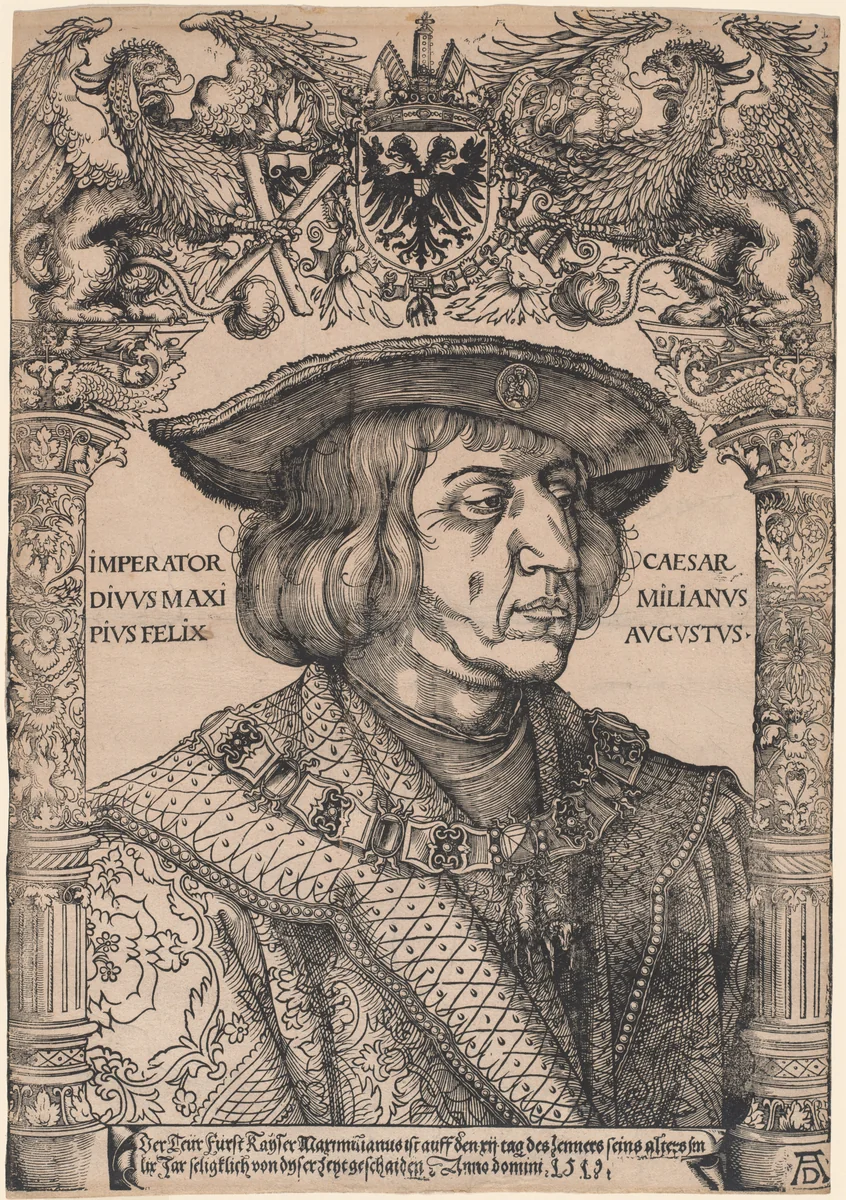 Emperor Maximilian I by Hans Weiditz, print, 1519