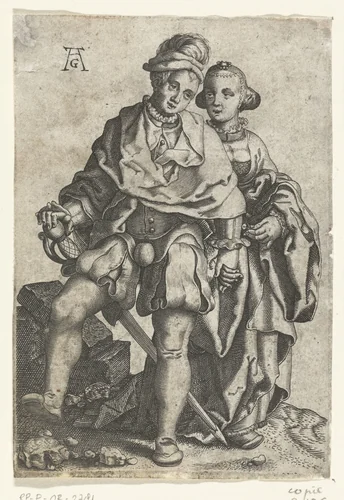 Dansend paar by anonymous, print, 1551-1610