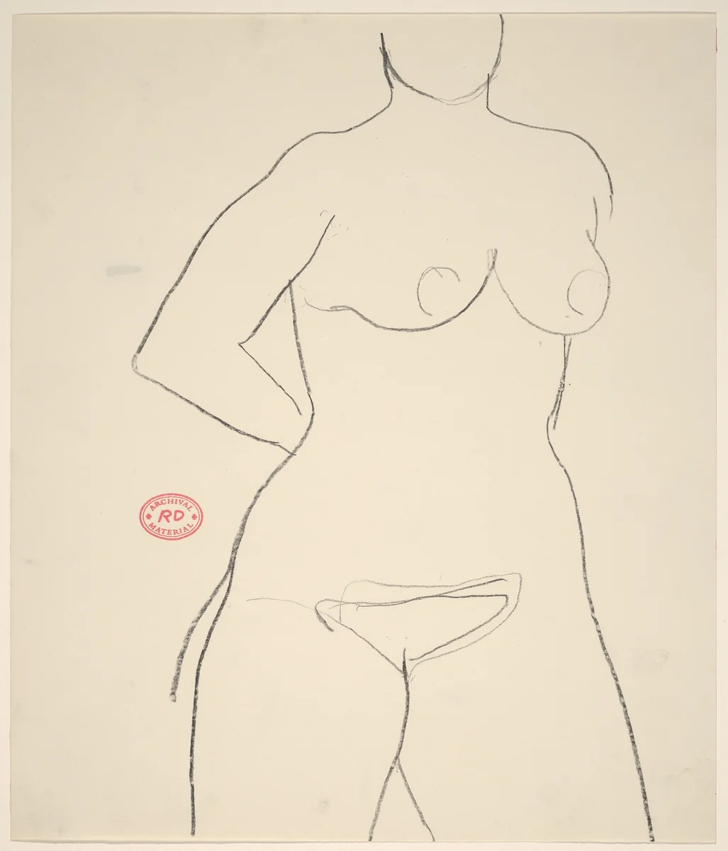Untitled [nude with hand behind her back] by Richard Diebenkorn, drawing, 1955-1967