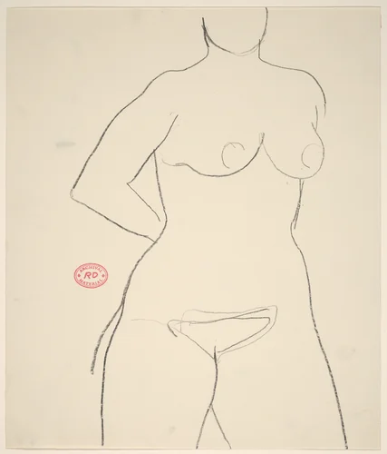 Untitled [nude with hand behind her back] by Richard Diebenkorn, drawing, 1955-1967