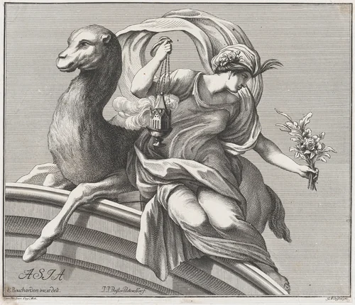 Allegory of Asia, from "The Four Continents" by Johann Justin Preissler, print, 1732