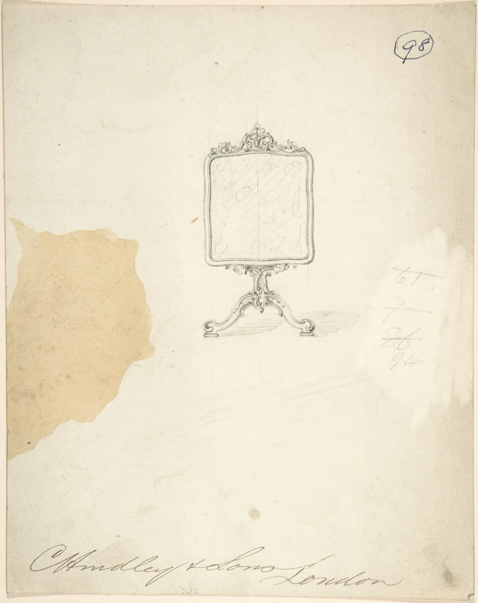 Design for a Standing Frame by Charles Hindley and Sons, drawing, 1841-1884