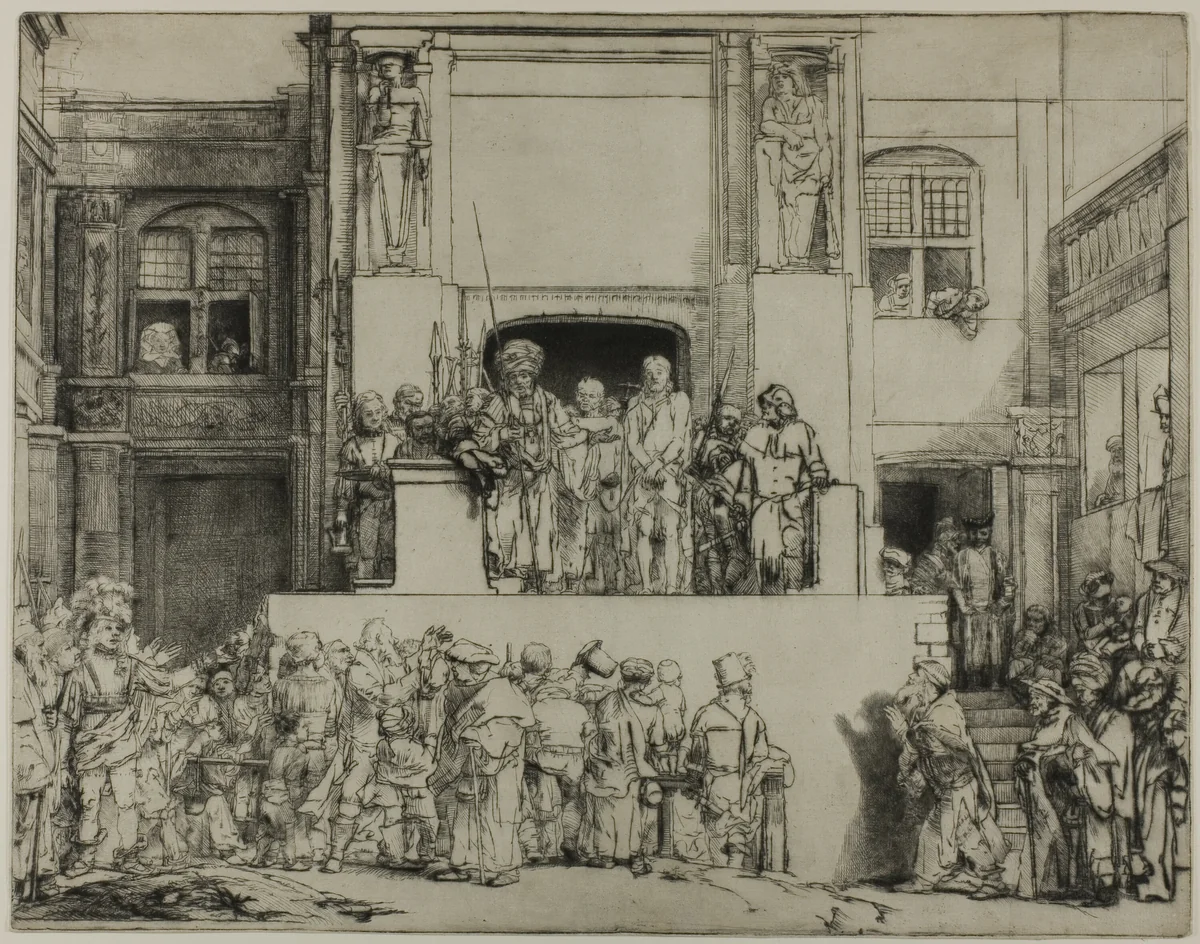 Christ Presented to the People: Oblong Plate by Rembrandt van Rijn, print, 1655