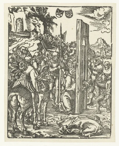 Marteldood van Mattias door onthoofding by Lucas Cranach, print, 1510-1514