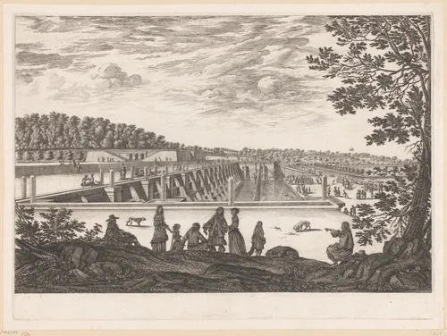 Gezicht op de watervallen van Vaux-le-Vicomte by Israël Silvestre, print, 1631-1691