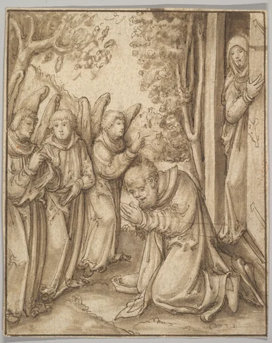Abraham and the Three Angels by Lucas Cranach, drawing, 1500-1575