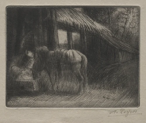 The Watering Place (2nd Plate) by Alphonse Legros, print, 1857-1911